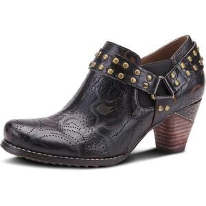 Spring Step Black Ankle Boots with Western Flair